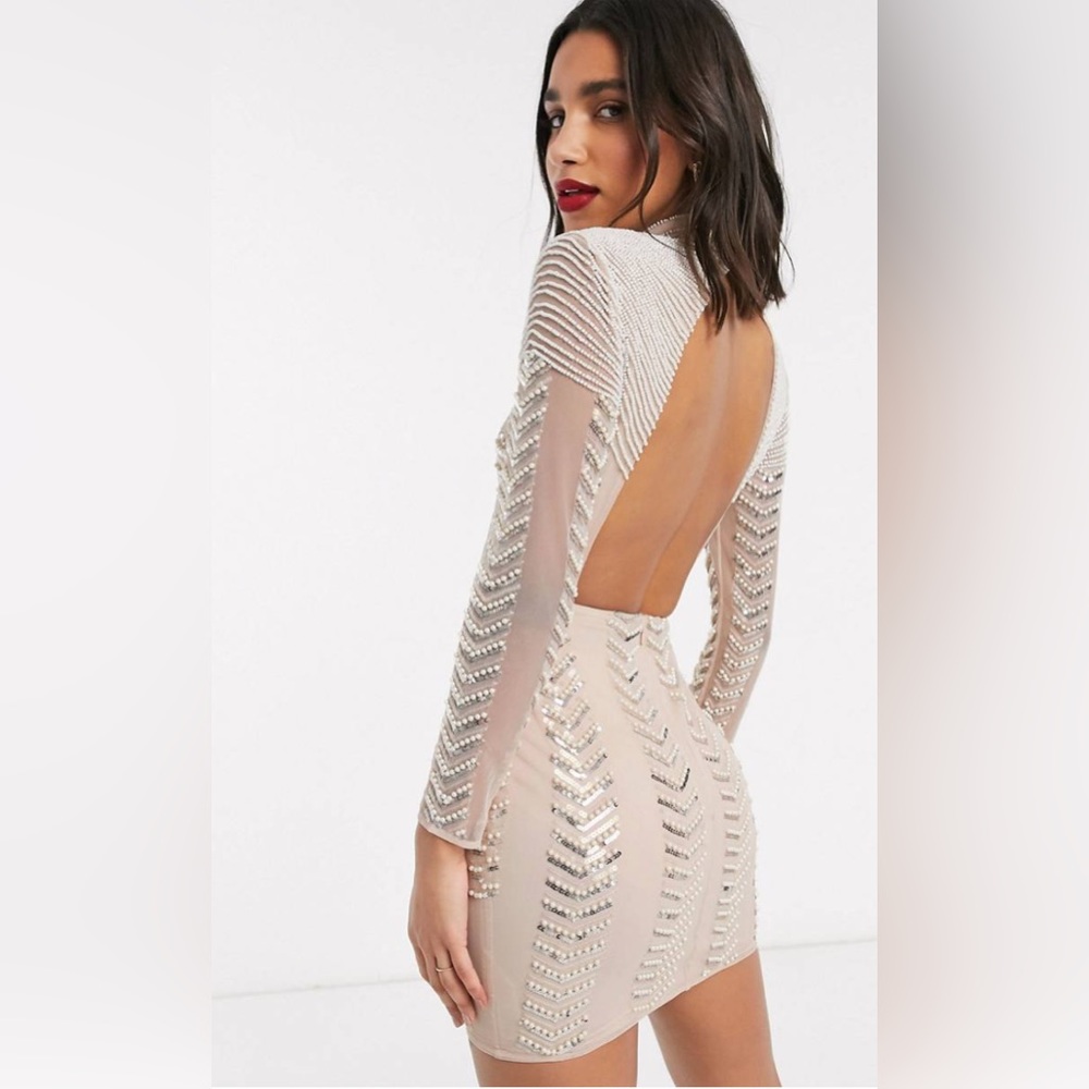 ASOS Long Sleeve Pearl Dress